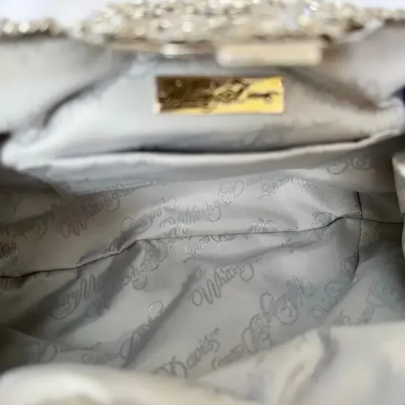 Vintage Whiting & Davis Silver Ombre Metal Mesh Crystal Wedding Evening Bag - Picture 5 of 10